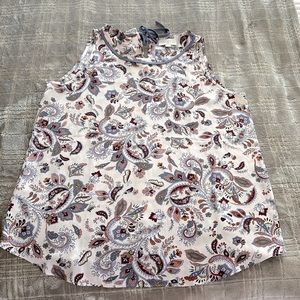 Loft Sleeveless Summer Top with Gray, Purple, Pink Paisley Print Size M